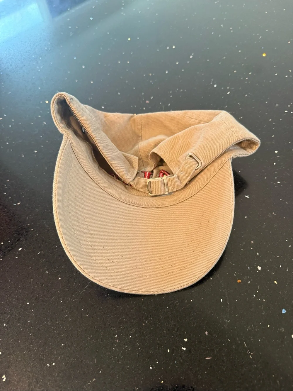 Beige 'AIM' Embroidered Baseball Cap - Red Logo